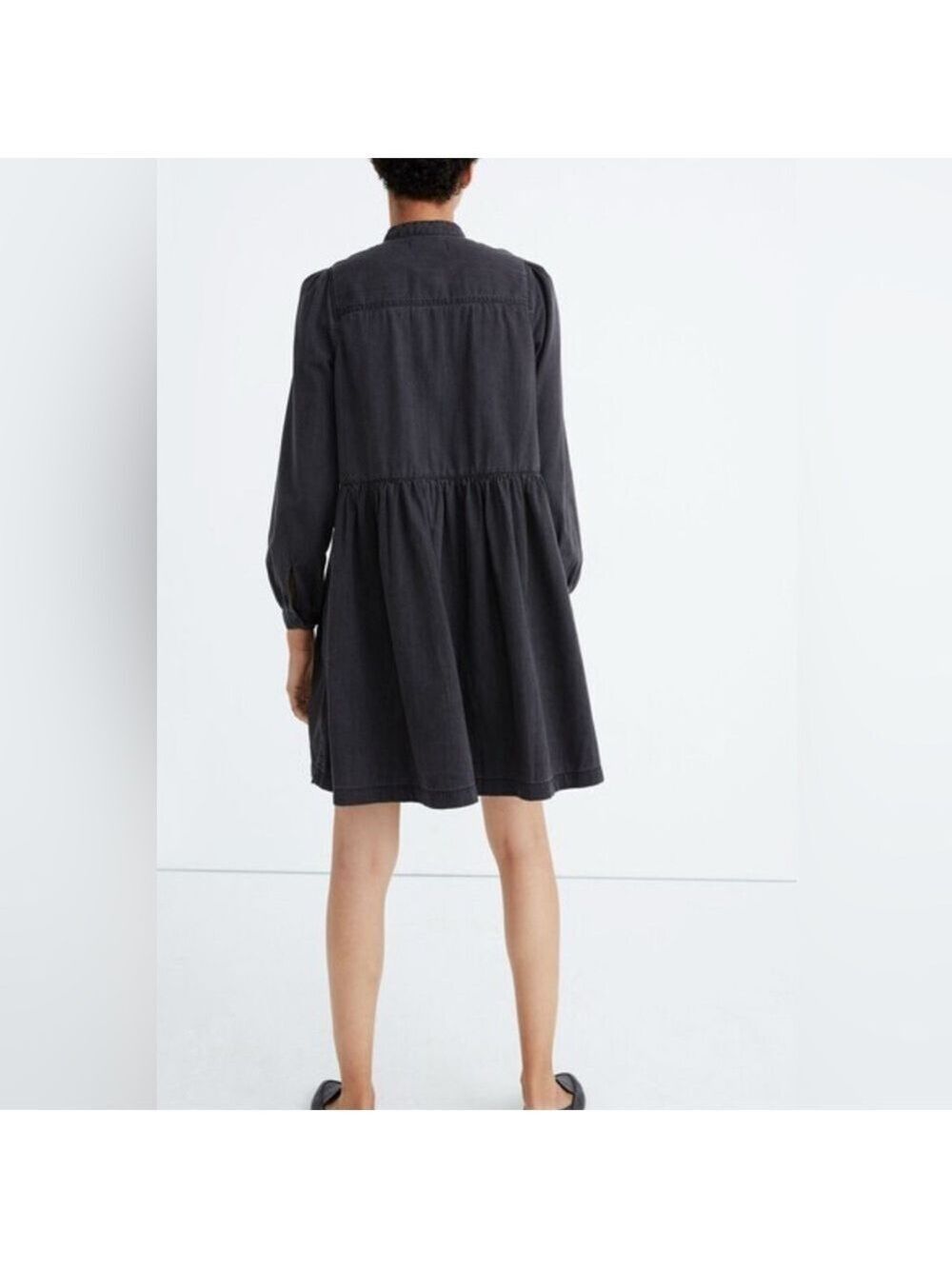Madewell Charcoal Ruffle Yoke Babydoll Dress Size Small - Picture 2 of 8